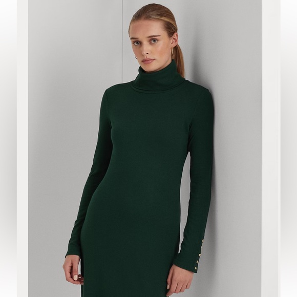 Lauren Ralph Lauren Cotton-Blend Turtleneck Dress - Picture 4 of 9